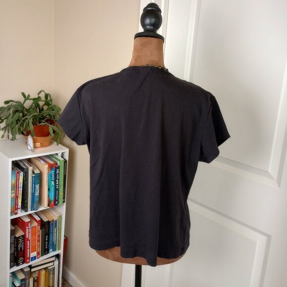 Black Boxy Tee Boho Paisley Top 90s Does 70s Stevie Nicks Western Grunge - Picture 5 of 5